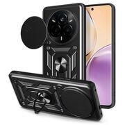 Husa pentru  Realme 14 Pro 5G Ring Armor Kickstand Tough Rugged Cover cu protectie camera, Negru royal