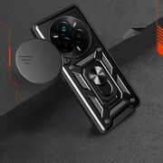 Husa pentru  Realme 14 Pro 5G Ring Armor Kickstand Tough Rugged Cover cu protectie camera, Negru royal