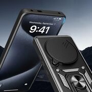 Husa pentru  Realme 14 Pro 5G Ring Armor Kickstand Tough Rugged Cover cu protectie camera, Negru royal