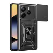 Husa pentru  Xiaomi Redmi Note 14 4G Ring Armor Kickstand Tough Rugged Cover cu protectie camera, Negru