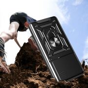 Husa pentru  Xiaomi Redmi Note 14 4G Ring Armor Kickstand Tough Rugged Cover cu protectie camera, Negru