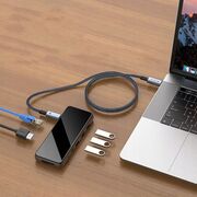 Cablu video si incarcare de la USB-C la USB-C 4.0 PD 240W / 40Gbps – 8K 60Hz, incarcare Rapidă, 1m, compatibil laptop, Macbook, Gri Metalizat