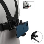 Ham Sport pentru Piept cu Suport pentru Cameră și Telefon – Compatibil GoPro, DJI, SJCAM, Telefoane 4-7", Negru