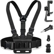 Ham Sport pentru Piept cu Suport pentru Cameră și Telefon – Compatibil GoPro, DJI, SJCAM, Telefoane 4-7", Negru