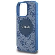 Husa premium pentru  iPhone 16 Pro Max compatibila MagSafe Guess Luxury Series - Albastru deschis