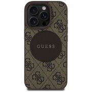 Husa premium pentru  iPhone 16 Pro Max compatibila MagSafe Guess Luxury Series - Maro