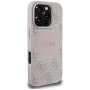 Husa premium pentru  iPhone 16 Pro Max compatibila MagSafe Guess Luxury Series - Roz neon