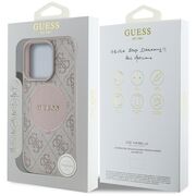 Husa premium pentru  iPhone 16 Pro Max compatibila MagSafe Guess Luxury Series - Roz neon
