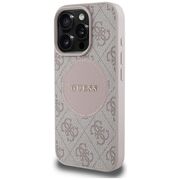 Husa premium pentru  iPhone 16 Pro Max compatibila MagSafe Guess Luxury Series - Roz neon
