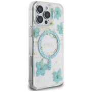 Husa premium pentru  iPhone 16 Pro Max compatibila MagSafe Guess Luxury Series - Turcoaz