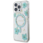 Husa premium pentru  iPhone 16 Pro Max compatibila MagSafe Guess Luxury Series - Turcoaz