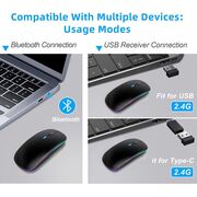 Husa pentru Samsung Galaxy Tab S10 FE 10.9 cu tastatura iluminata wireless detasabila RGB 7 lights, Bluetooth, USB Type-C, functie stand si slot stylus + mouse wireless iluminat LED, negru