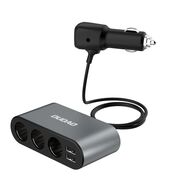 Incarcator auto 2 x USB + Splitter cu 3 prize bricheta – 3.4A, 12-24V, Negru