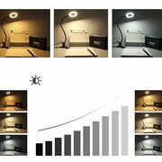 Lampa LED Inelara cu Brat Flexibil si Clema pentru prindere – 3 Culori de Lumina, 10 Niveluri de Intensitate, Control pe Fir, Alimentare USB, Negru