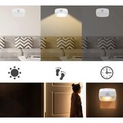 Lampă de Veghe LED cu Senzor de Mișcare pentru Priză EU – 3 Culori de Lumină, Comutator Automat, Alb
