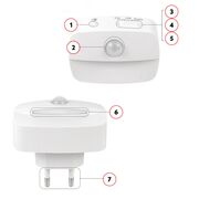 Lampă de Veghe LED cu Senzor de Mișcare pentru Priză EU – 3 Culori de Lumină, Comutator Automat, Alb