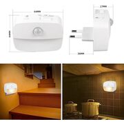Lampă de Veghe LED cu Senzor de Mișcare pentru Priză EU – 3 Culori de Lumină, Comutator Automat, Alb