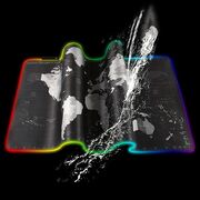 Mouse Pad Gaming XXL 80x30 cm cu Iluminare RGB – Harta Lumii, Bază Antiderapantă