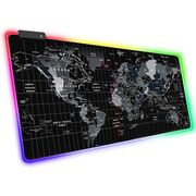Mouse Pad Gaming XXL 80x30 cm cu Iluminare RGB – Harta Lumii, Bază Antiderapantă