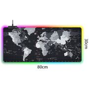 Mouse Pad Gaming XXL 80x30 cm cu Iluminare RGB – Harta Lumii, Bază Antiderapantă