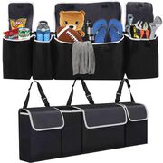 Organizator Auto pentru Portbagaj – Geanta cu 4 Compartimente, Prindere cu Velcro si Curele, Negru