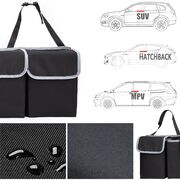 Organizator Auto pentru Portbagaj – Geanta cu 4 Compartimente, Prindere cu Velcro si Curele, Negru