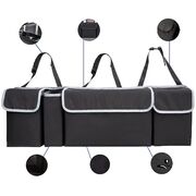 Organizator Auto pentru Portbagaj – Geanta cu 4 Compartimente, Prindere cu Velcro si Curele, Negru