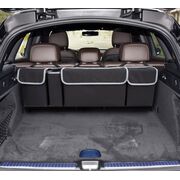 Organizator Auto pentru Portbagaj – Geanta cu 4 Compartimente, Prindere cu Velcro si Curele, Negru