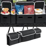 Organizator Auto pentru Portbagaj – Geanta cu 4 Compartimente, Prindere cu Velcro si Curele, Negru