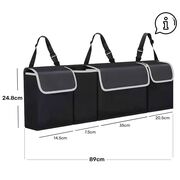 Organizator Auto pentru Portbagaj – Geanta cu 4 Compartimente, Prindere cu Velcro si Curele, Negru
