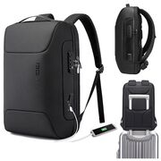 Rucsac Antifurt Multifunctional, Impermeabil, cu Port USB – Pentru Laptopuri până la 15.6", sistem fixare pe valiza, compatibil Wizz Air si Ryan Air, 24L, 47x33x16 cm, Negru