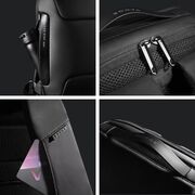 Rucsac Antifurt Multifunctional, Impermeabil, cu Port USB – Pentru Laptopuri până la 15.6", sistem fixare pe valiza, compatibil Wizz Air si Ryan Air, 24L, 47x33x16 cm, Negru