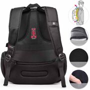 Rucsac Business & Travel cu Port USB și Jack – 35L, Laptop 15”, Impermeabil, Compartiment Antişoc, Negru