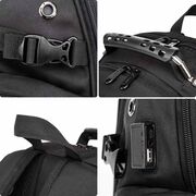 Rucsac Business & Travel cu Port USB și Jack – 35L, Laptop 15”, Impermeabil, Compartiment Antişoc, Negru