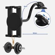 Suport Auto Universal pentru Telefon și Tabletă 4–13” – Braț Lung 20 cm, Montaj pe Parbriz sau Bord, Reglabil 360°, Negru