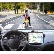 Suport Auto Universal pentru Telefon și Tabletă 4–13” – Braț Lung 20 cm, Montaj pe Parbriz sau Bord, Reglabil 360°, Negru