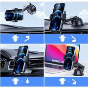 Suport Auto pentru Telefon 3 in 1 cu Brat reglabil telescopic, pentru bord, parbriz sau grila ventilatie, prindere automata - negru