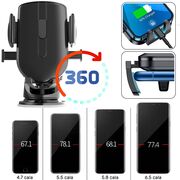 Suport Auto pentru Telefon 3 in 1 cu Brat reglabil telescopic, pentru bord, parbriz sau grila ventilatie, prindere automata - negru