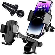 Suport Auto pentru Telefon 3 in 1 cu Brat reglabil telescopic, pentru bord, parbriz sau grila ventilatie, prindere automata - negru