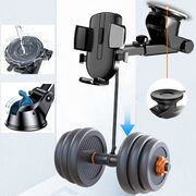Suport Auto pentru Telefon 3 in 1 cu Brat reglabil telescopic, pentru bord, parbriz sau grila ventilatie, prindere automata - negru