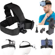 Suport Sport 2-în-1 pentru Cap sau Cască – Compatibil cu Telefoane 4–7" și Camere de Acțiune GoPro, DJI, SJCAM, Eken – Reglabil, Negru