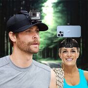 Suport Sport 2-în-1 pentru Cap sau Cască – Compatibil cu Telefoane 4–7" și Camere de Acțiune GoPro, DJI, SJCAM, Eken – Reglabil, Negru