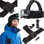 Suport Sport 2-în-1 pentru Cap sau Cască – Compatibil cu Telefoane 4–7" și Camere de Acțiune GoPro, DJI, SJCAM, Eken – Reglabil, Negru