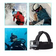 Suport Sport 2-în-1 pentru Cap sau Cască – Compatibil cu Telefoane 4–7" și Camere de Acțiune GoPro, DJI, SJCAM, Eken – Reglabil, Negru