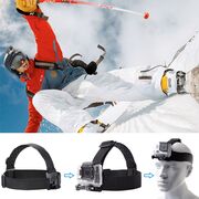 Suport Sport 2-în-1 pentru Cap sau Cască – Compatibil cu Telefoane 4–7" și Camere de Acțiune GoPro, DJI, SJCAM, Eken – Reglabil, Negru