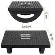 Suport pentru Picioare cu Rolă de Masaj, Ergonomic, pentru Birou, cu Inclinare Reglabila, Negru