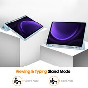 Husa pentru  Samsung Galaxy Tab S10 FE 10.9 inch Soft Shell cu functie wake-up/sleep si compartiment pentru stylus, tip stand - Albastru deschis