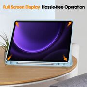 Husa pentru  Samsung Galaxy Tab S10 FE 10.9 inch Soft Shell cu functie wake-up/sleep si compartiment pentru stylus, tip stand - Albastru deschis
