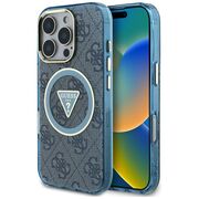 Husa premium pentru  iPhone 16 Pro Max compatibila MagSafe Guess Luxury Series - Albastru