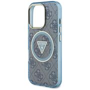 Husa premium pentru  iPhone 16 Pro Max compatibila MagSafe Guess Luxury Series - Albastru